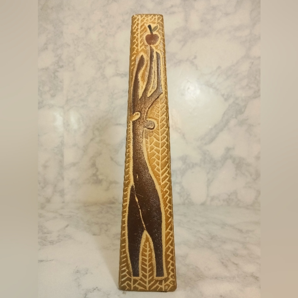 SOLD!! Slender Mid-Century Vintage Ceramic Abstract Tribal Designed Vase